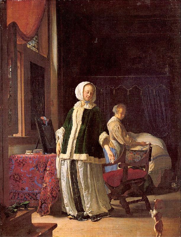 MIERIS, Frans van, the Elder A Young Woman in the Morning china oil painting image